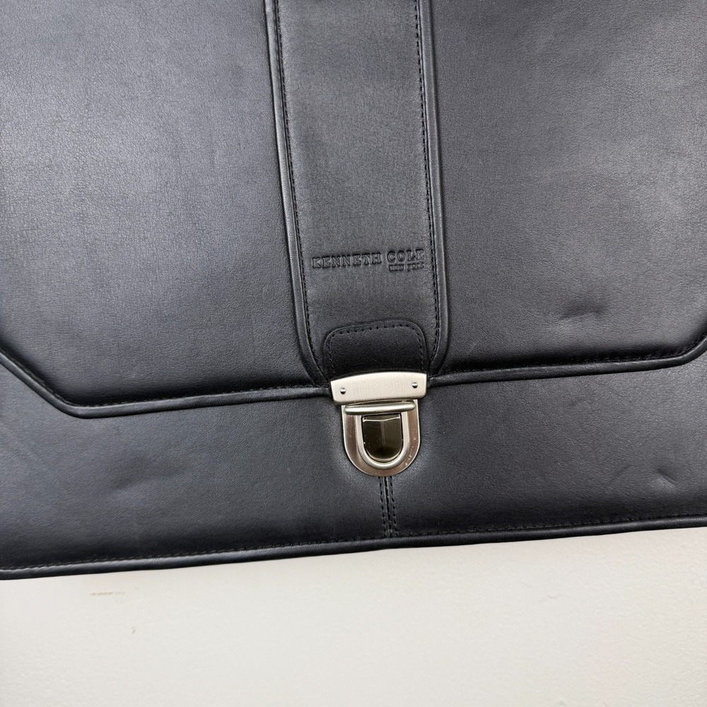 Kenneth Cole Laptop Bag Men's Black Leather Portfolio Lock Classic Top Handle - Picture 4 of 16